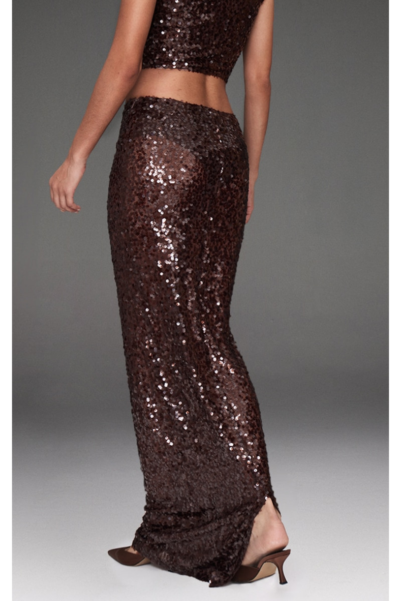 Темно-коричнева сітчаста спідниця з блискітками