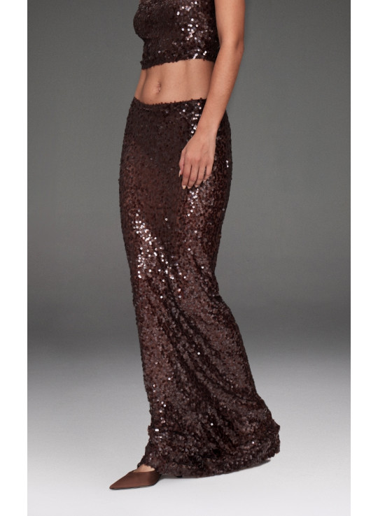 Темно-коричнева сітчаста спідниця з блискітками
