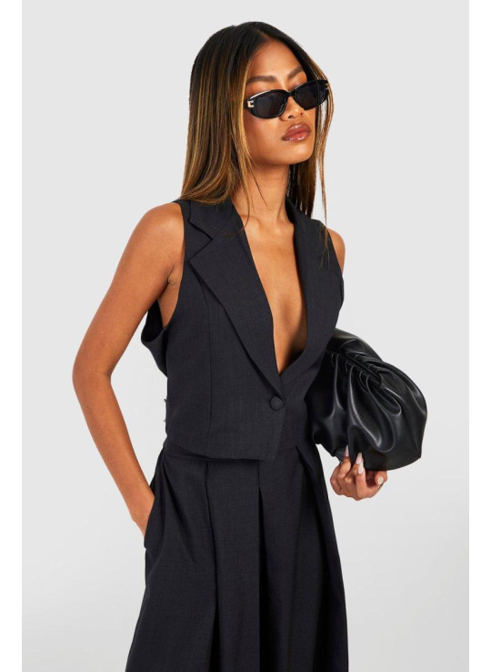 Укорочений жилет із льону