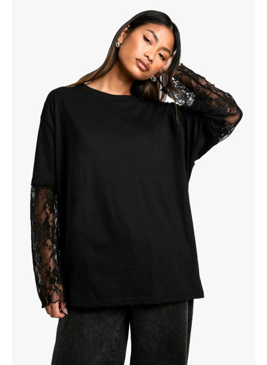 Футболка з мереживними рукавами великого розміру