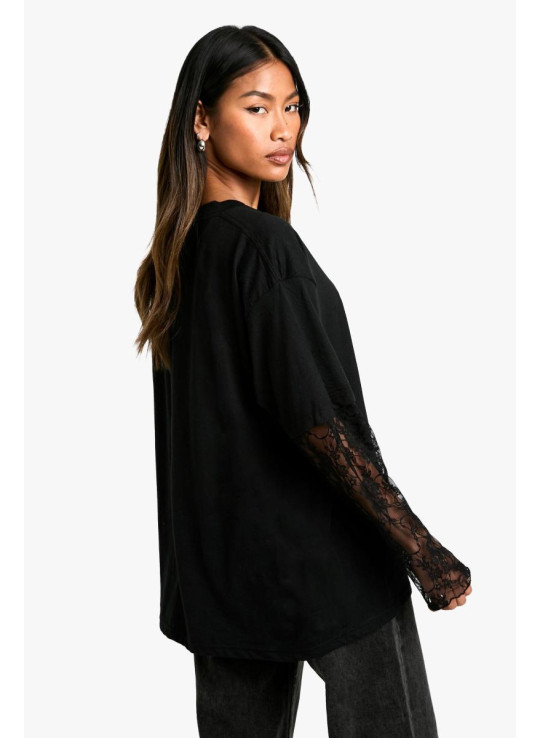 Футболка з мереживними рукавами великого розміру