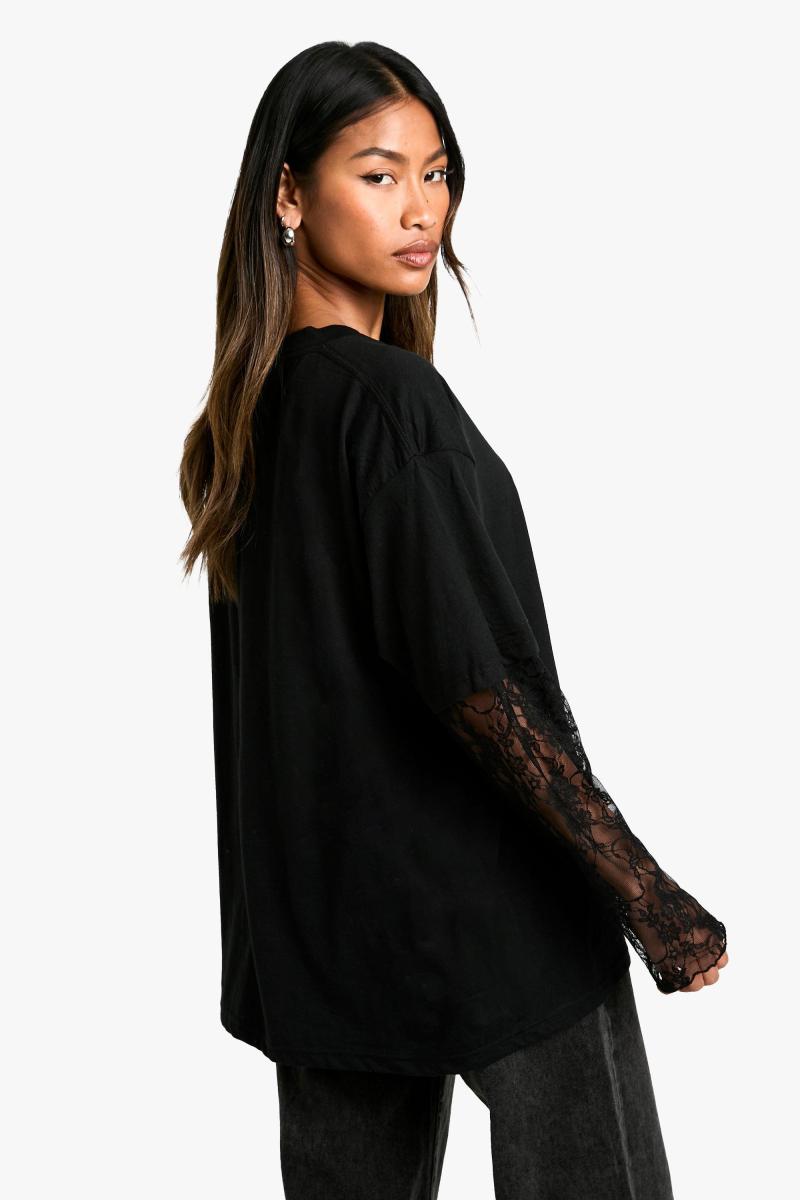 Футболка з мереживними рукавами великого розміру