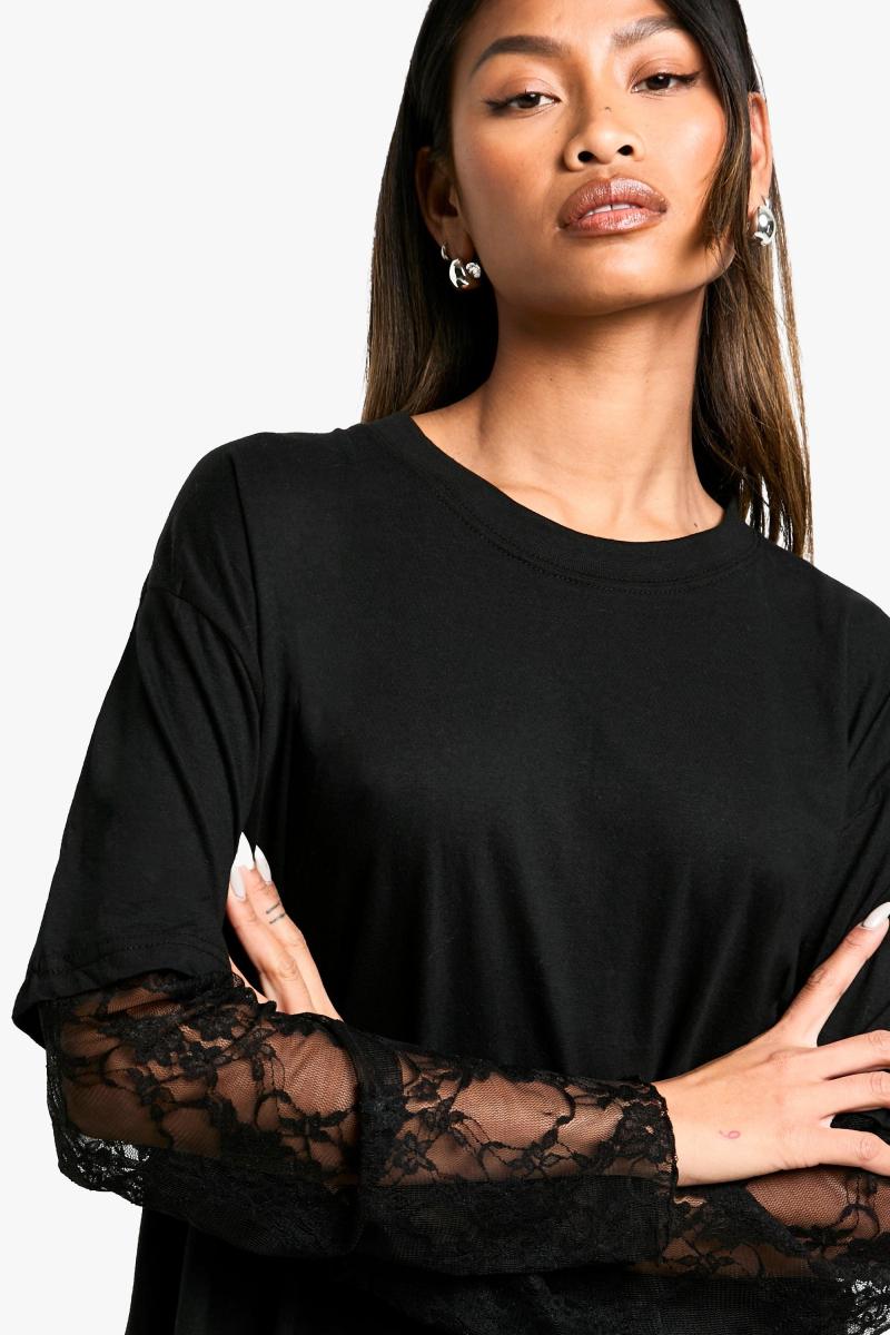 Футболка з мереживними рукавами великого розміру