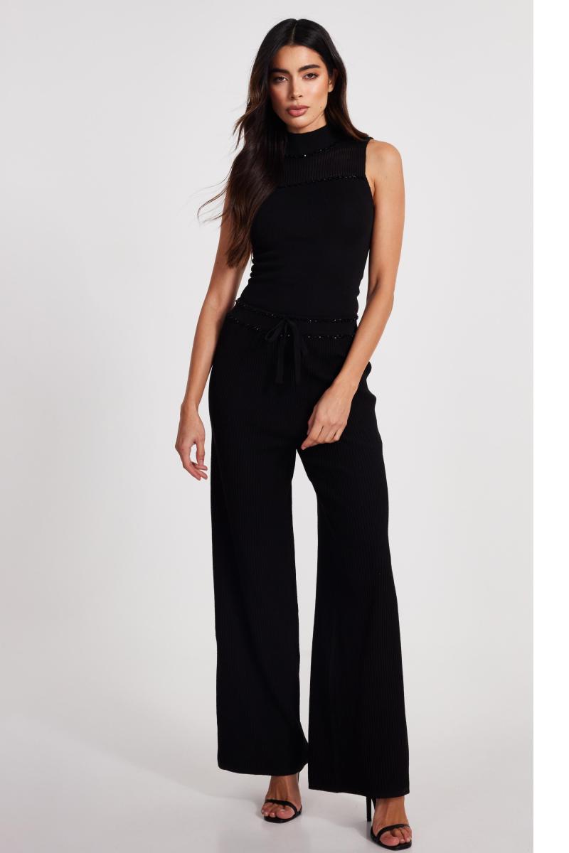 Чорні в'язані бісерні штани