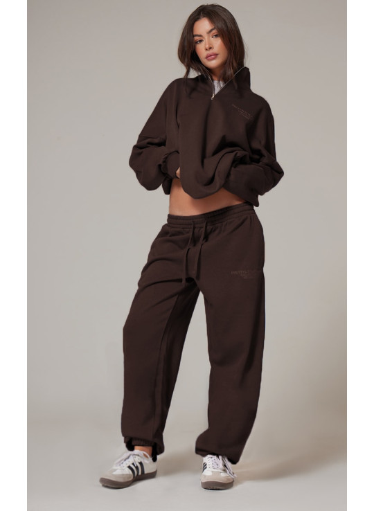 Шоколадні джоггери з манжетами PRETTYLITTLETHING преміум-класу