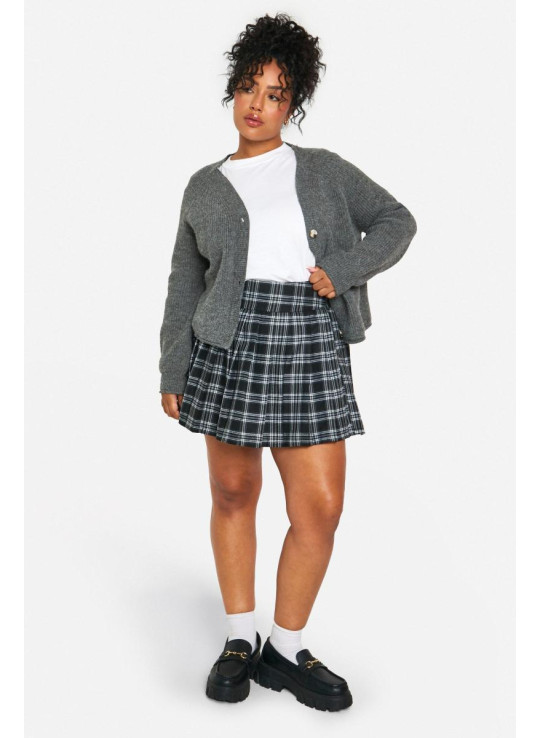 Плюс міні-спідниця зі складками в клітку