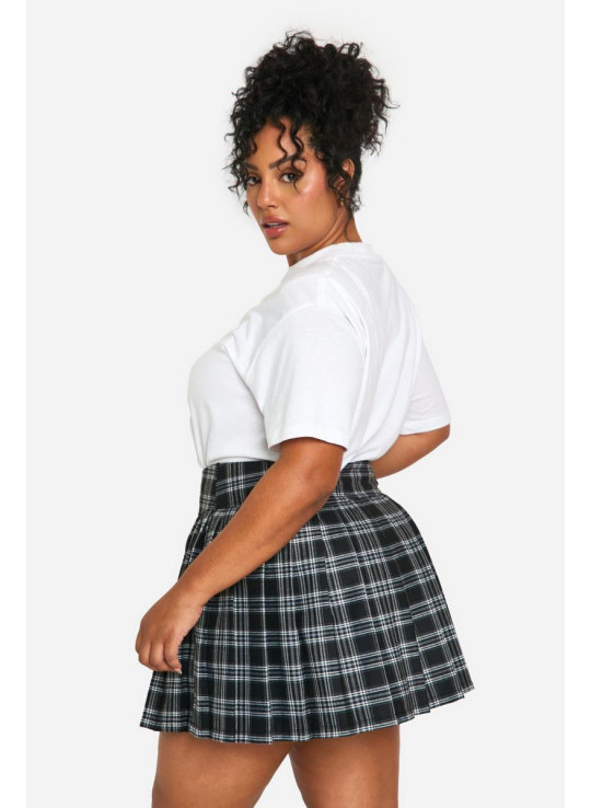 Плюс міні-спідниця зі складками в клітку