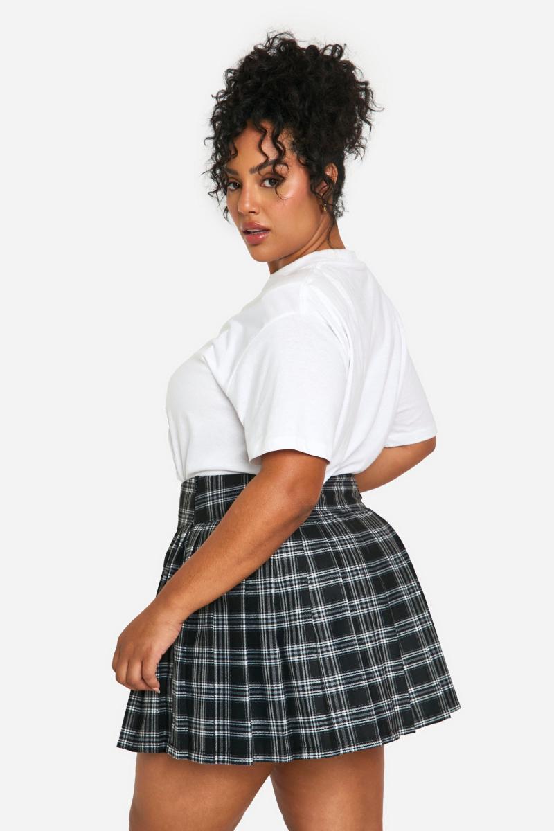 Плюс міні-спідниця зі складками в клітку