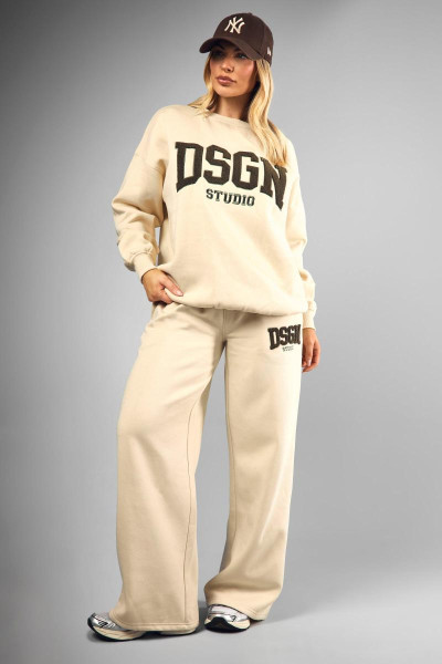 Dsgn Studio Toweling Applique Straight Leg Jogger
