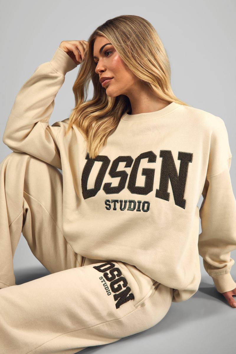 Dsgn Studio Toweling Applique Straight Leg Jogger