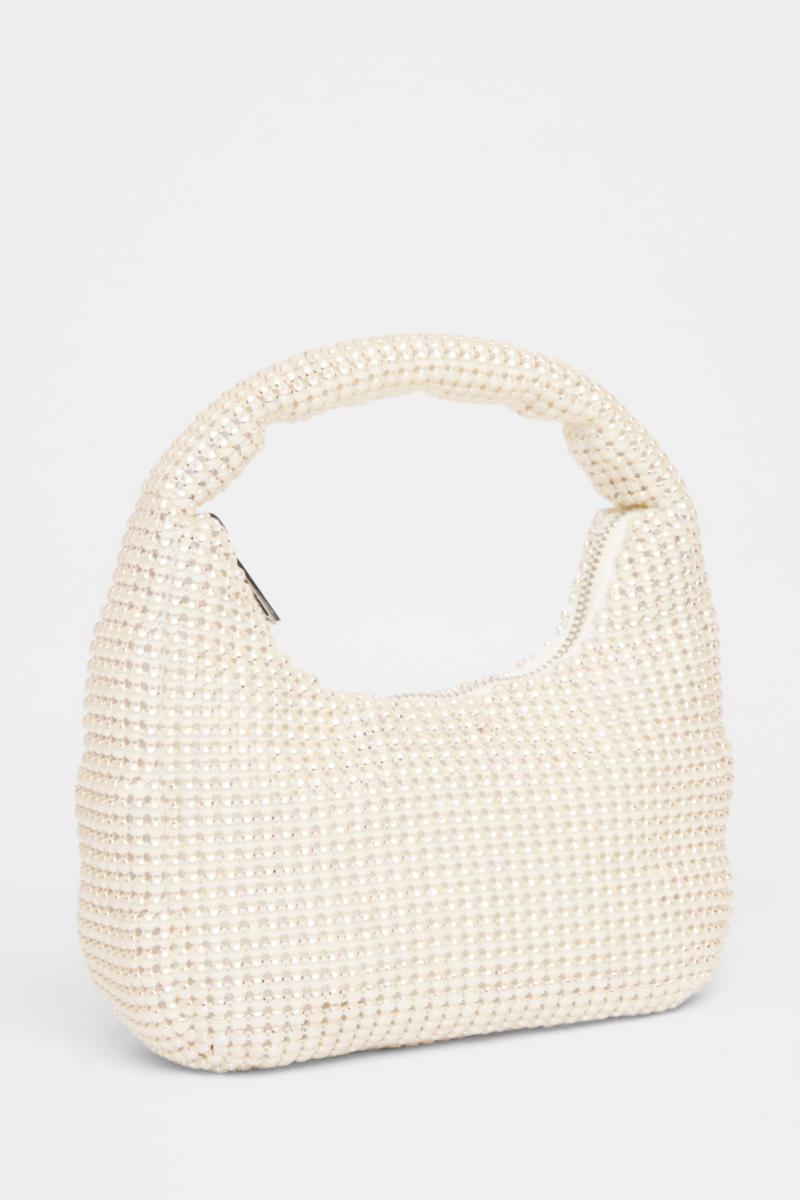 Білий міні -мішечок з перловою мішком