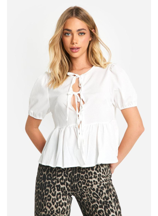 Текстурована зав'язка спереду і пуховий рукав