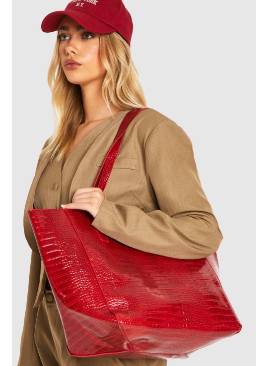 Велика денна сумка зі штучної шкіри під крокодил