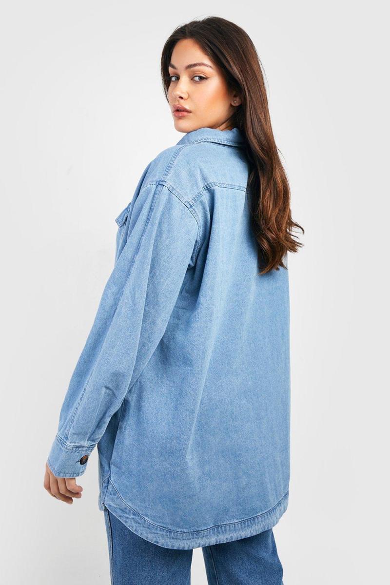 Плюс велика джинсова сорочка Acid Wash Pocket