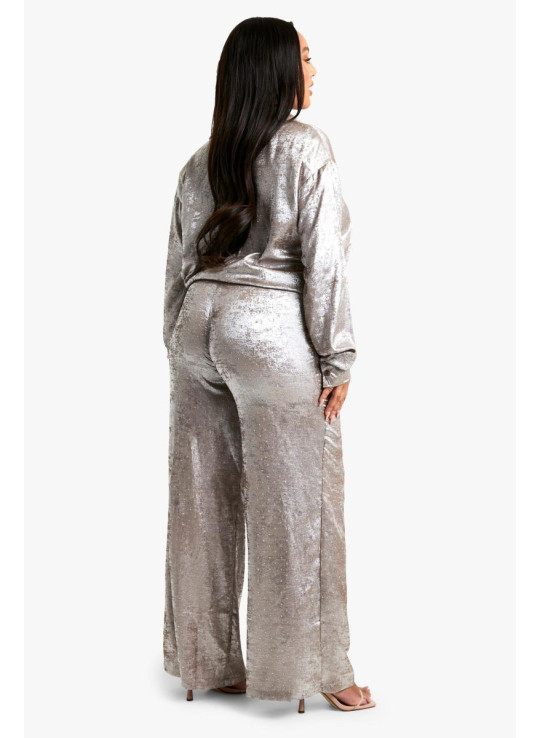 Плюс широкі брюки Diamante Metallic