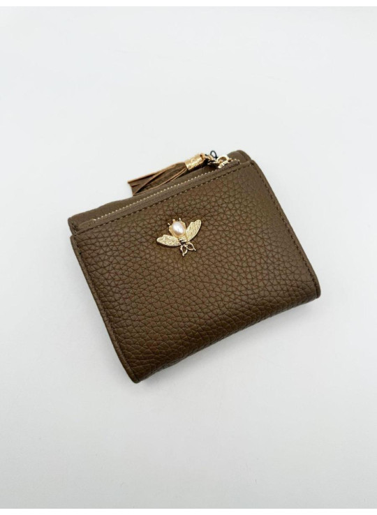 Бежевий гаманець з прикрасами-бджілками