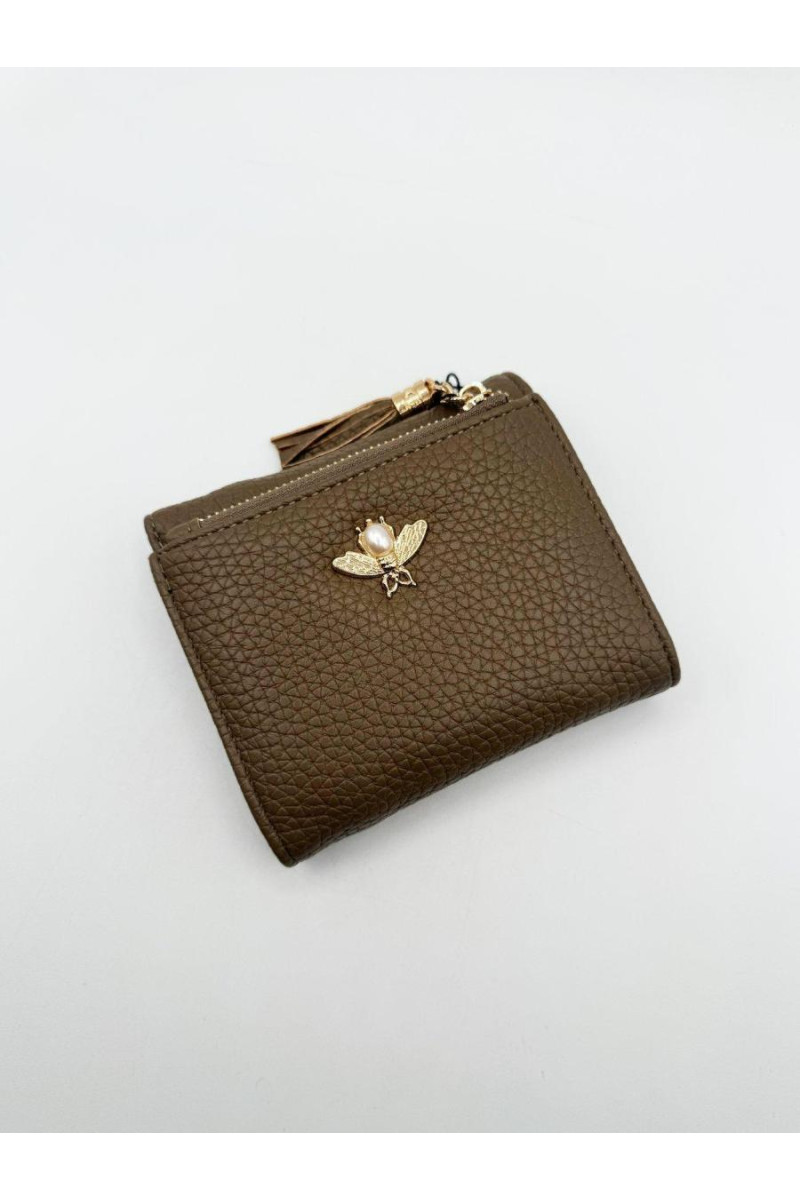 Бежевий гаманець з прикрасами-бджілками