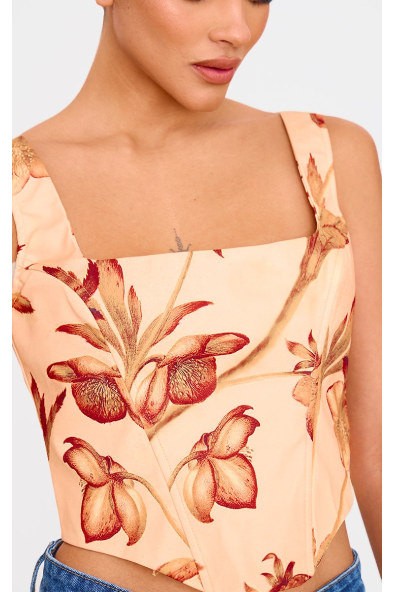 Масляно-кремовий квітковий корсет