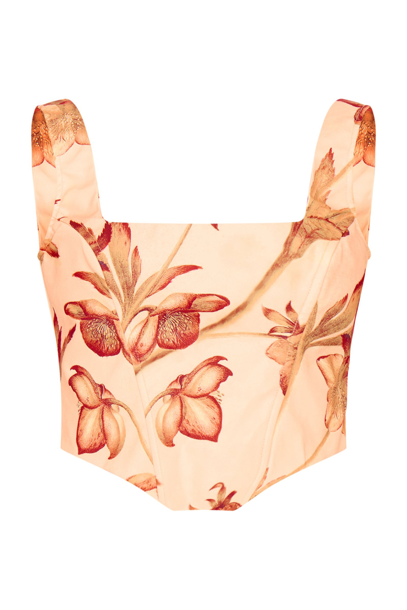 Масляно-кремовий квітковий корсет