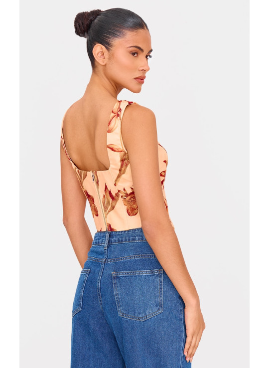 Масляно-кремовий квітковий корсет