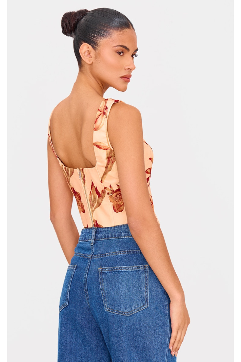 Масляно-кремовий квітковий корсет