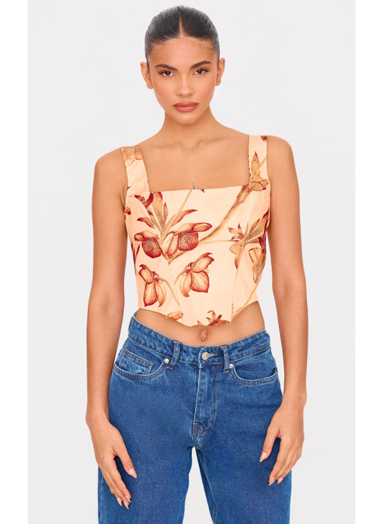 Масляно-кремовий квітковий корсет