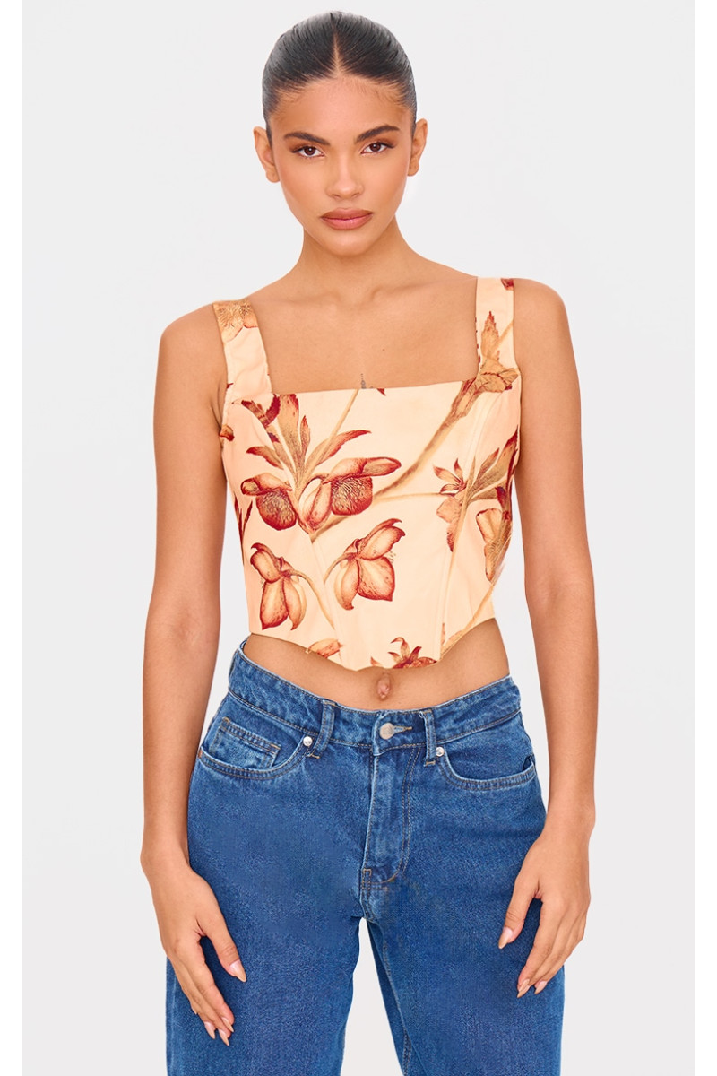 Масляно-кремовий квітковий корсет