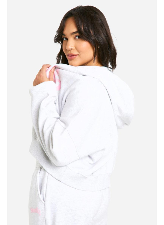 Толстовка Plus Studio Slogan Boxy Crop Zip Through Hoodi
