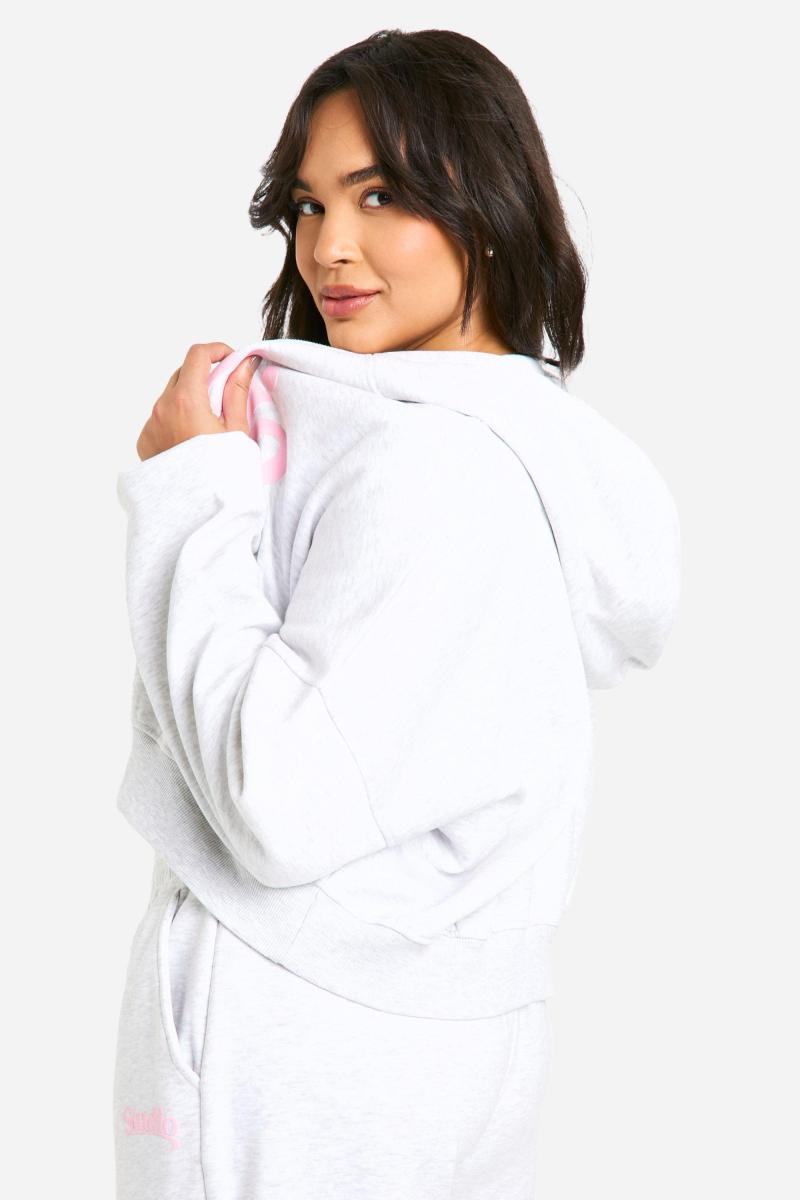 Толстовка Plus Studio Slogan Boxy Crop Zip Through Hoodi