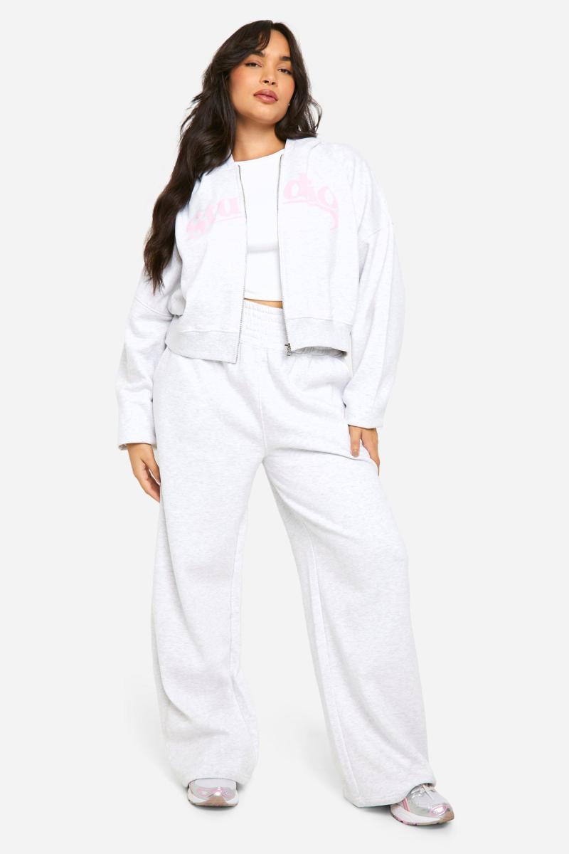 Толстовка Plus Studio Slogan Boxy Crop Zip Through Hoodi